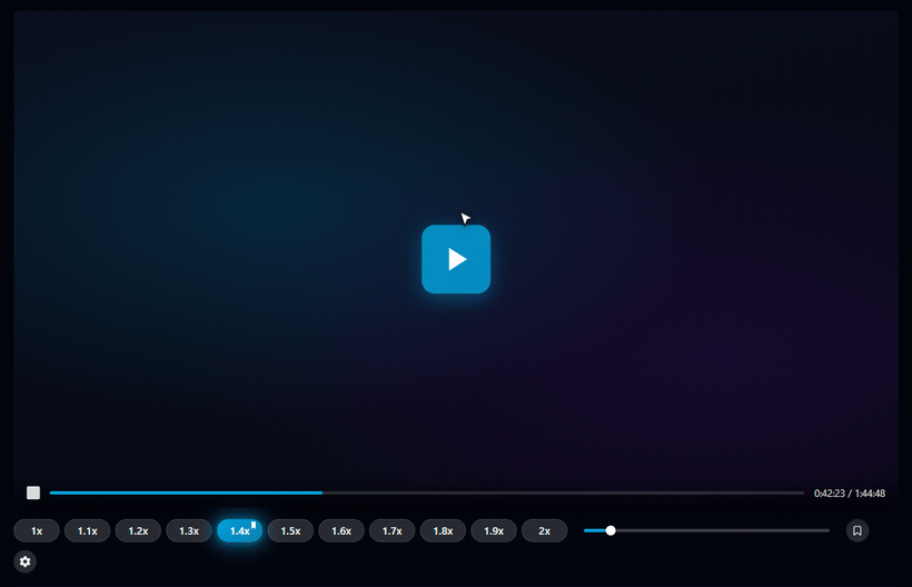 Speed buttons docked under the HDRezka player — click a preset and the video speeds up